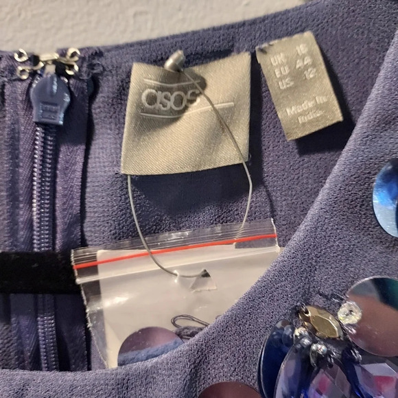 ASOS DESIGN Dusty Blue Maternity 3D embellished crop top midi dress in Size 12US - Picture 9 of 14